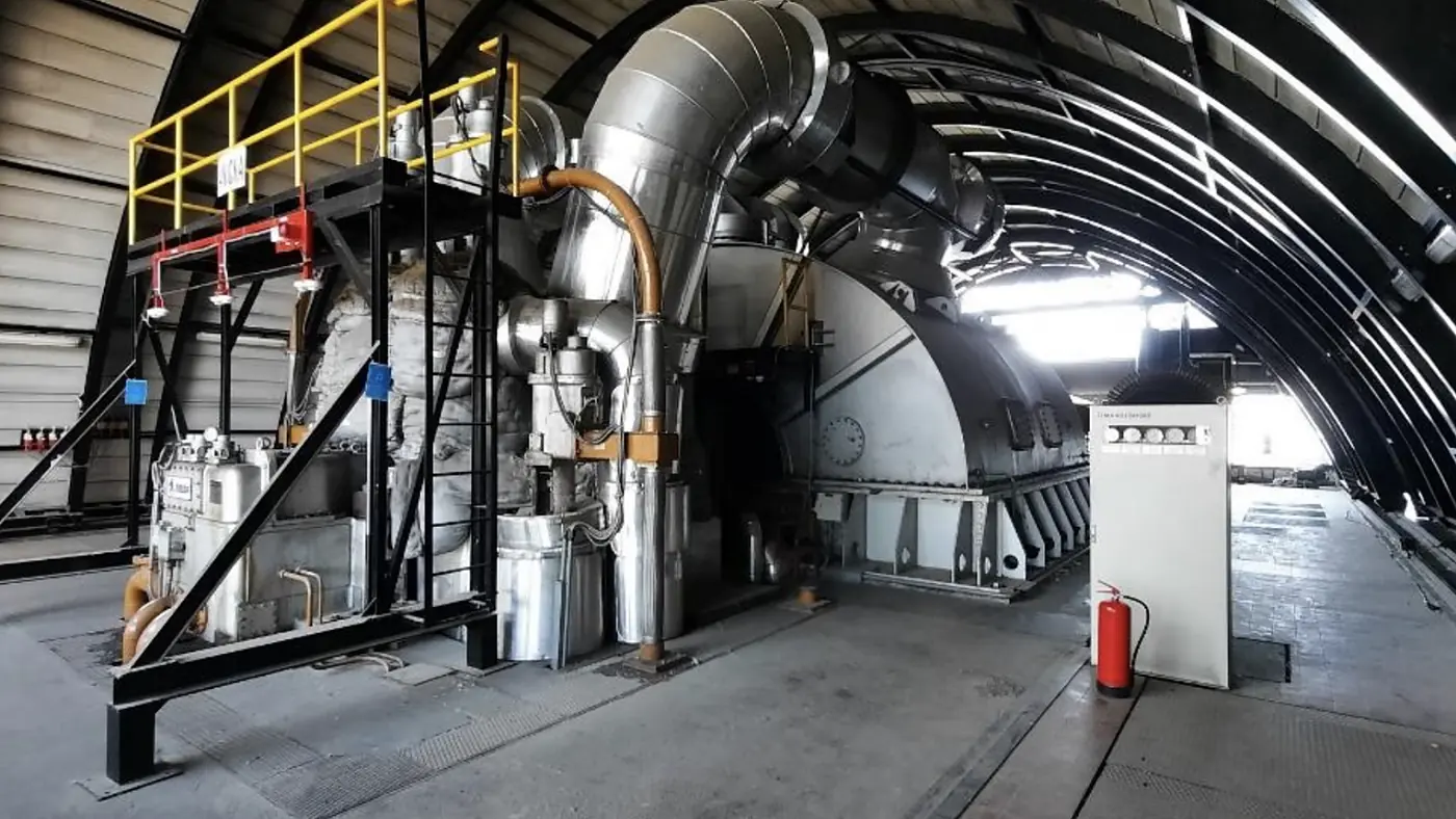 The Škoda 60 MW steam turbine generator in its enclosure
