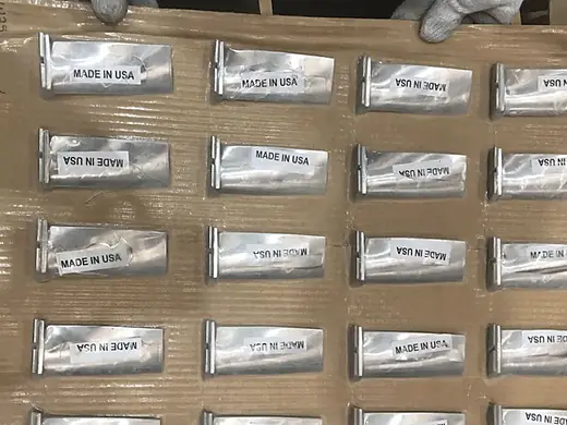 New W251B8 compressor blades packed for shipment